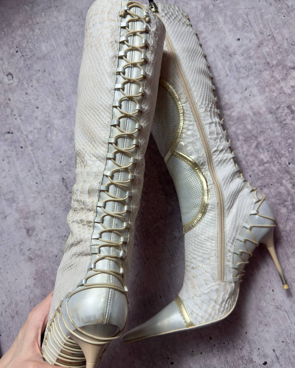 El Dantes Couture Corset Vintage Leather Boots 37