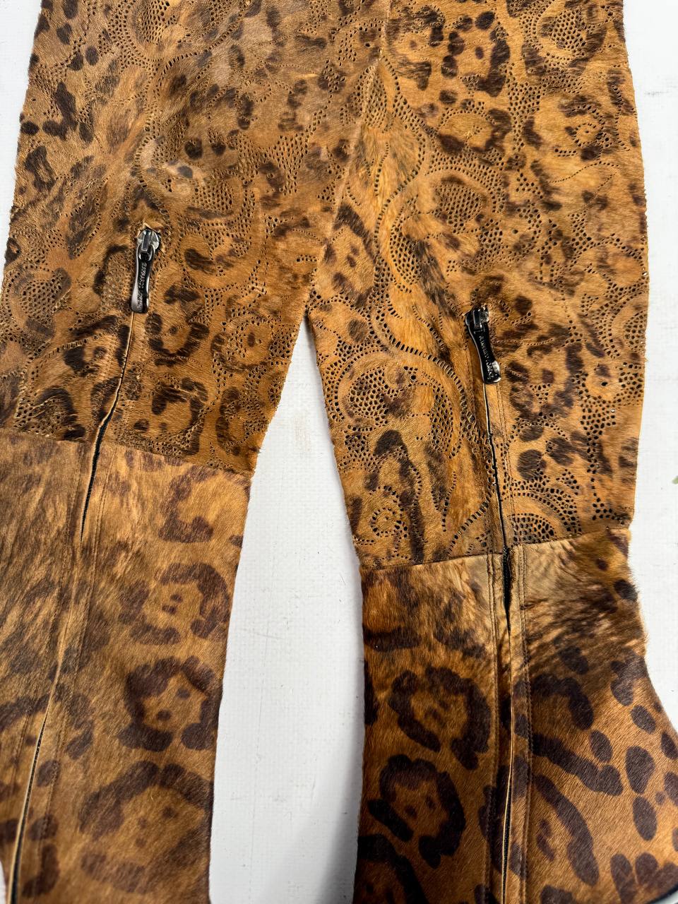 Gianmarco Lorenzi Vintage Italian Pony Fur Leopard Boots — 37