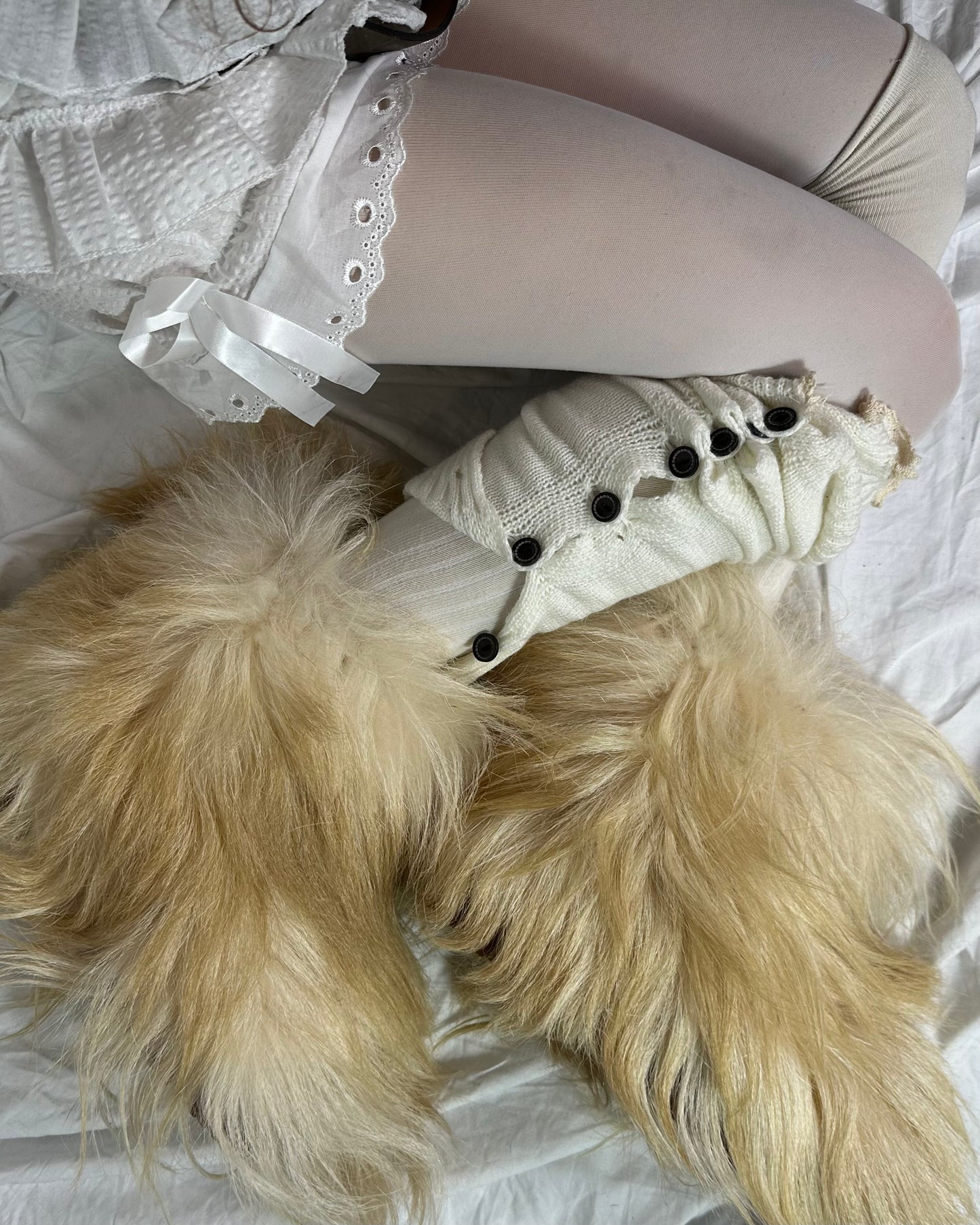 Blonde Vintage Long Hair Fur Boots 38/39