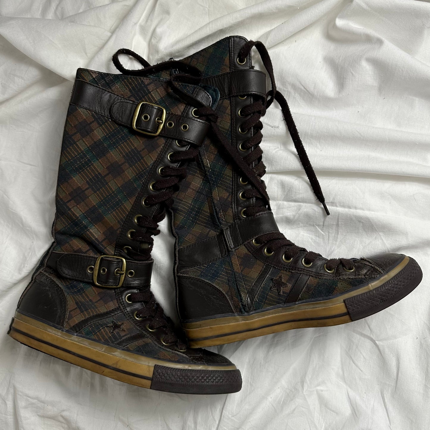 Converse Vintage Buckle Plaid Boots 38/39