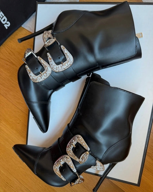 Dsquared2 Gothika Heel Buckle Boots with box 38