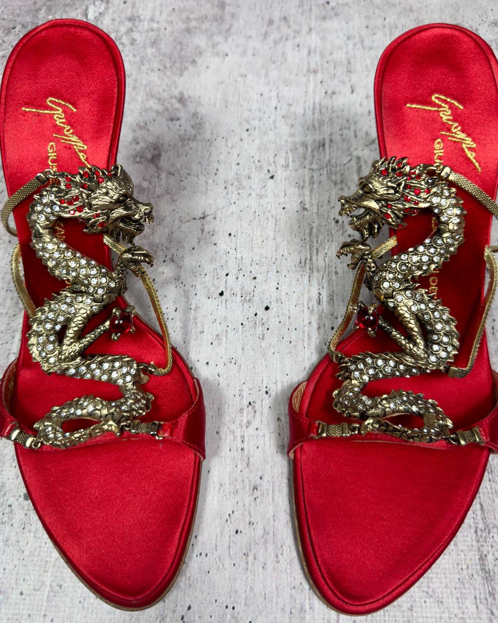 Giuseppe Zanotti Vintage Red Dragon Heels 37/38 - new with box