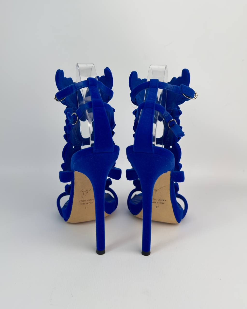 Giuseppe Zanotti Cruel Summer Blue Velvet Heels — 37