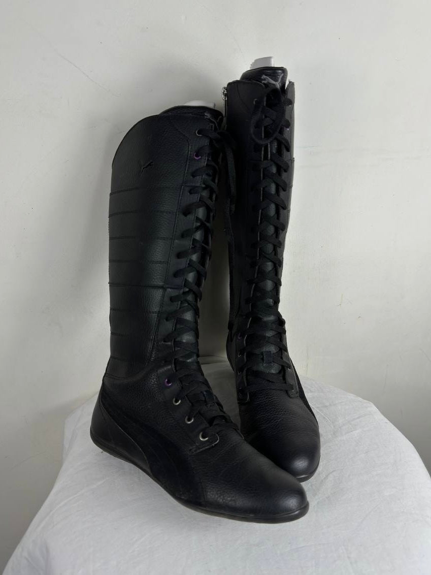 Puma Vintage Black Leather Boots 36/37 & 37/37.5