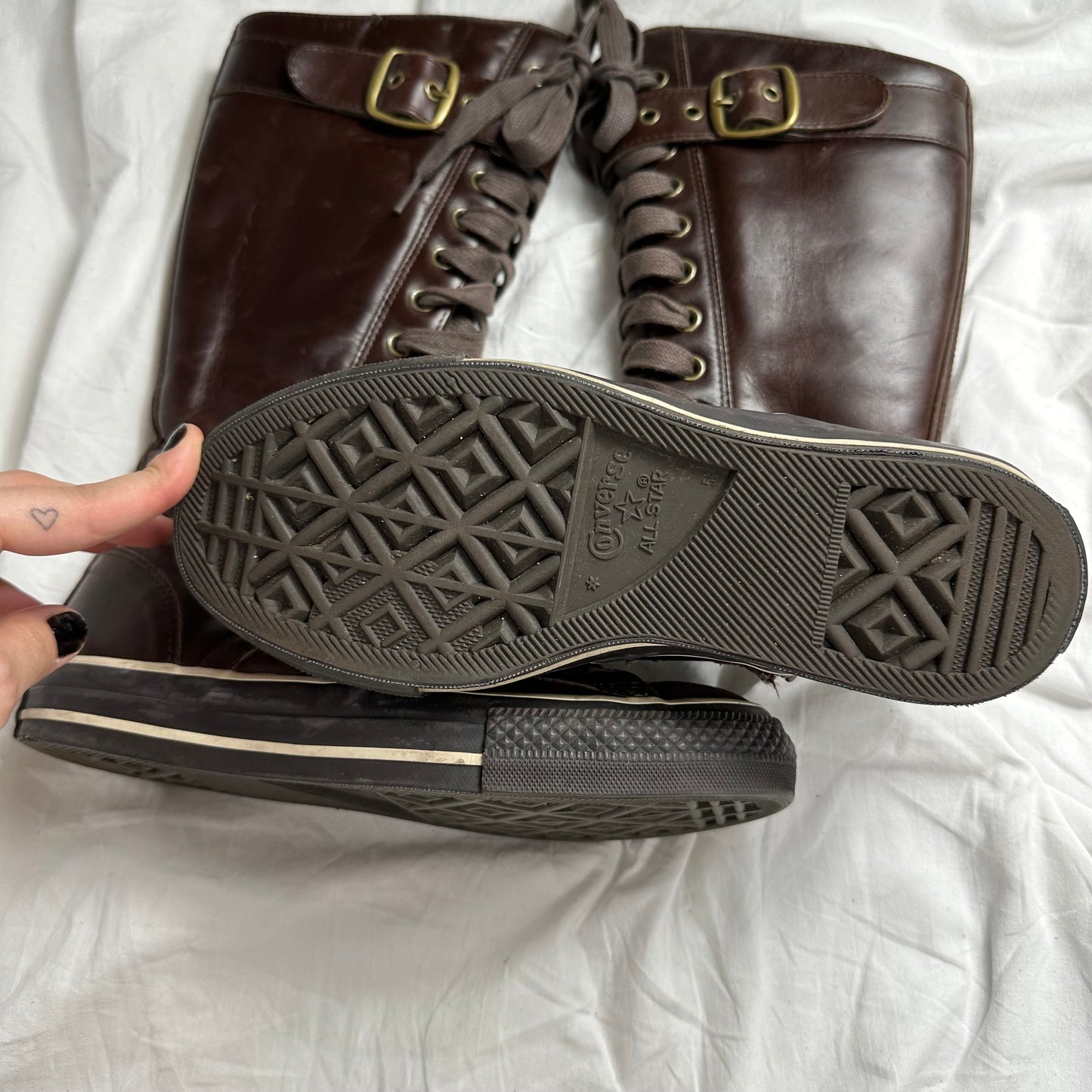 Converse Vintage Buckle Leather Lace Up Boots — 38/39