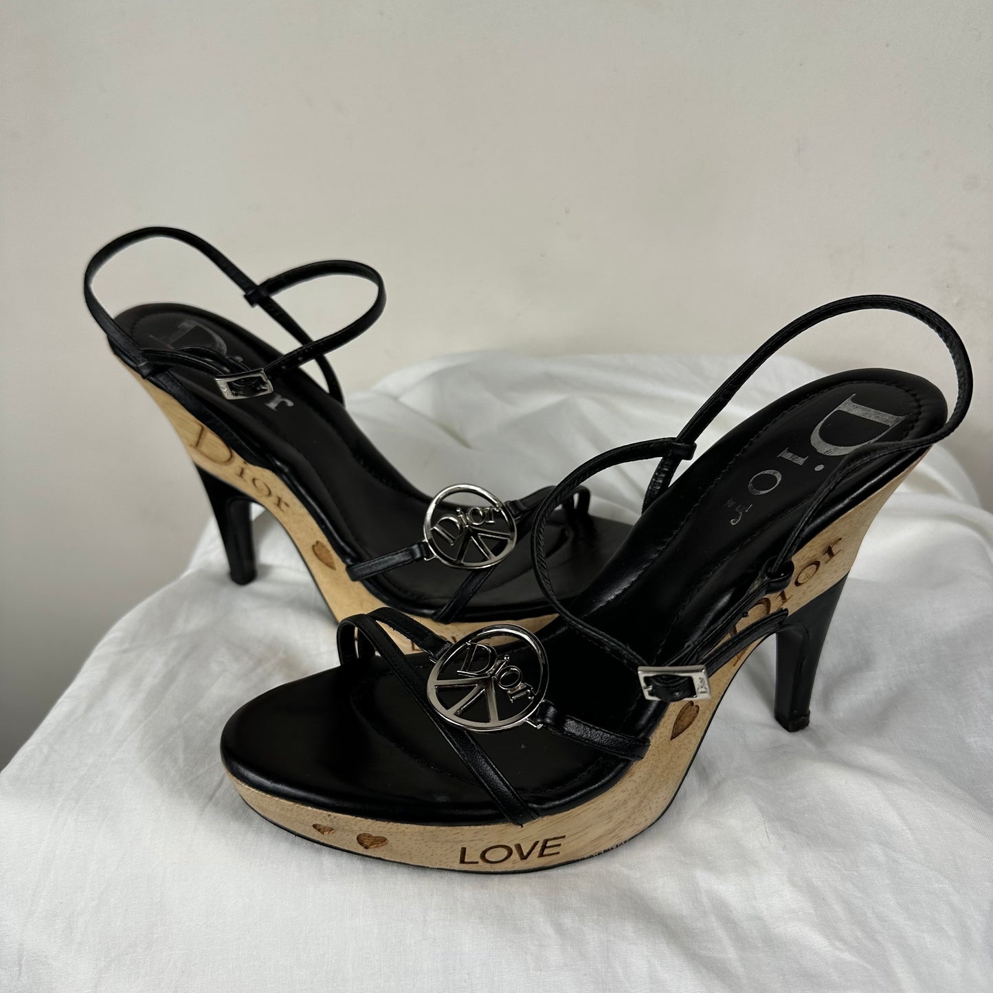 Dior Galliano Peace Wooden Heels 38/39