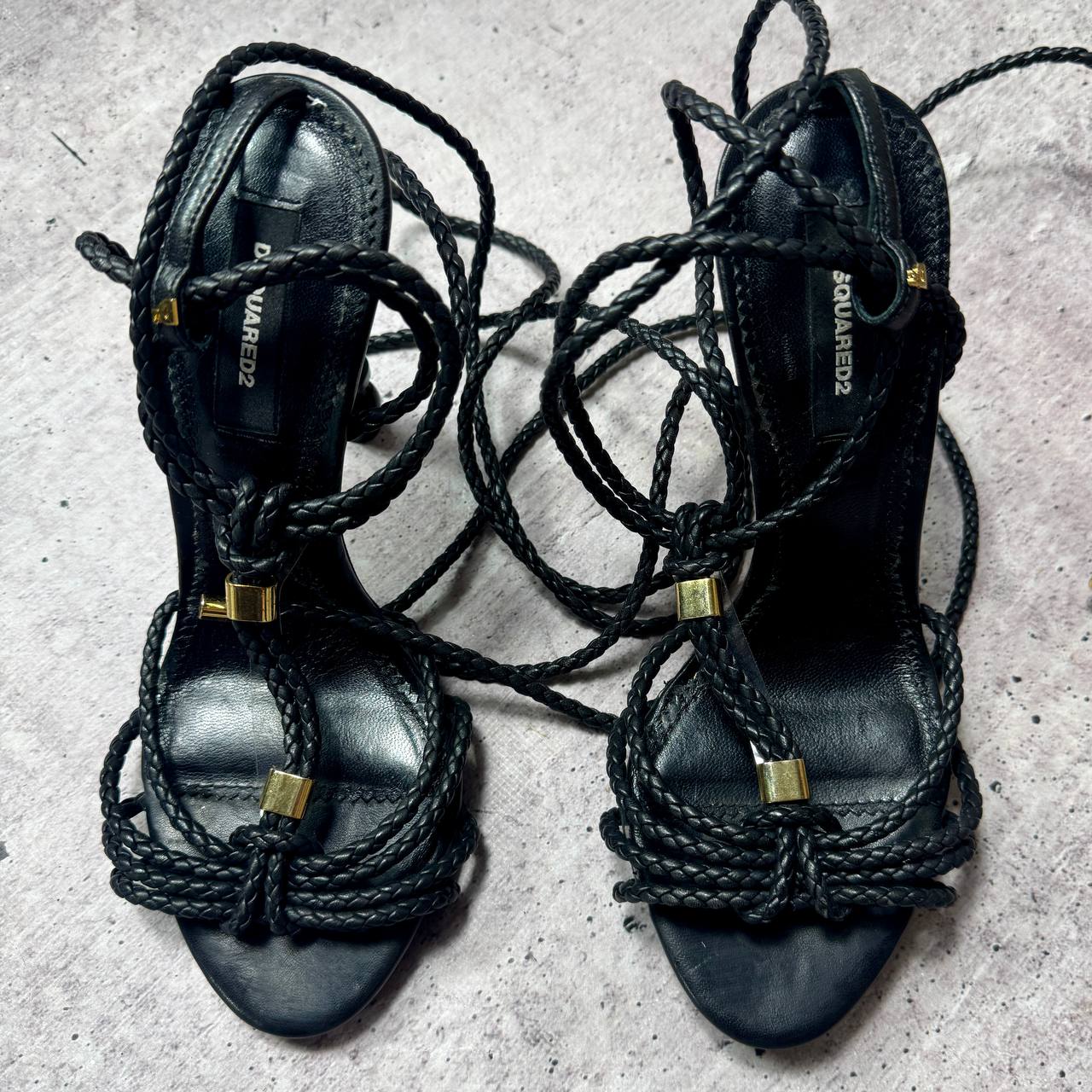 DSQUARED2 Sculpted-heel Braided Wrap Heels 38