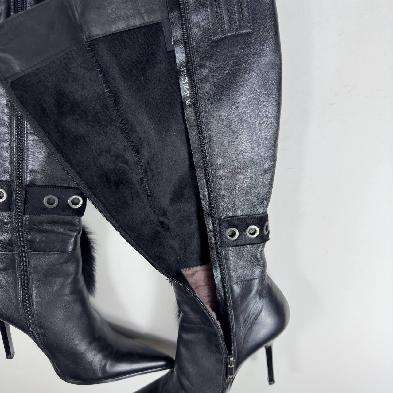 Vintage Italian Leather Fur Boots —38/38.5