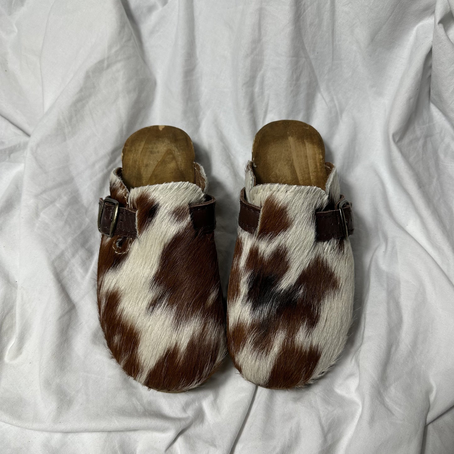 Vintage wooden fur clogs 39/40