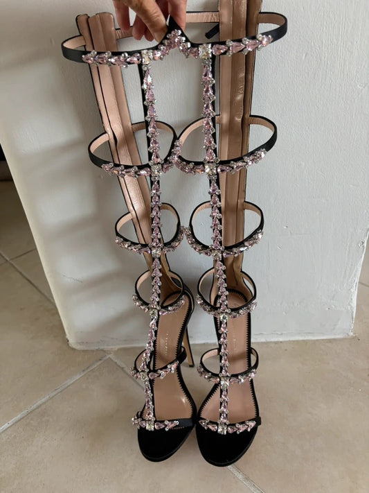 Giuseppe Zanotti Gladiator Gemstone Heel Boots — 39 NWB