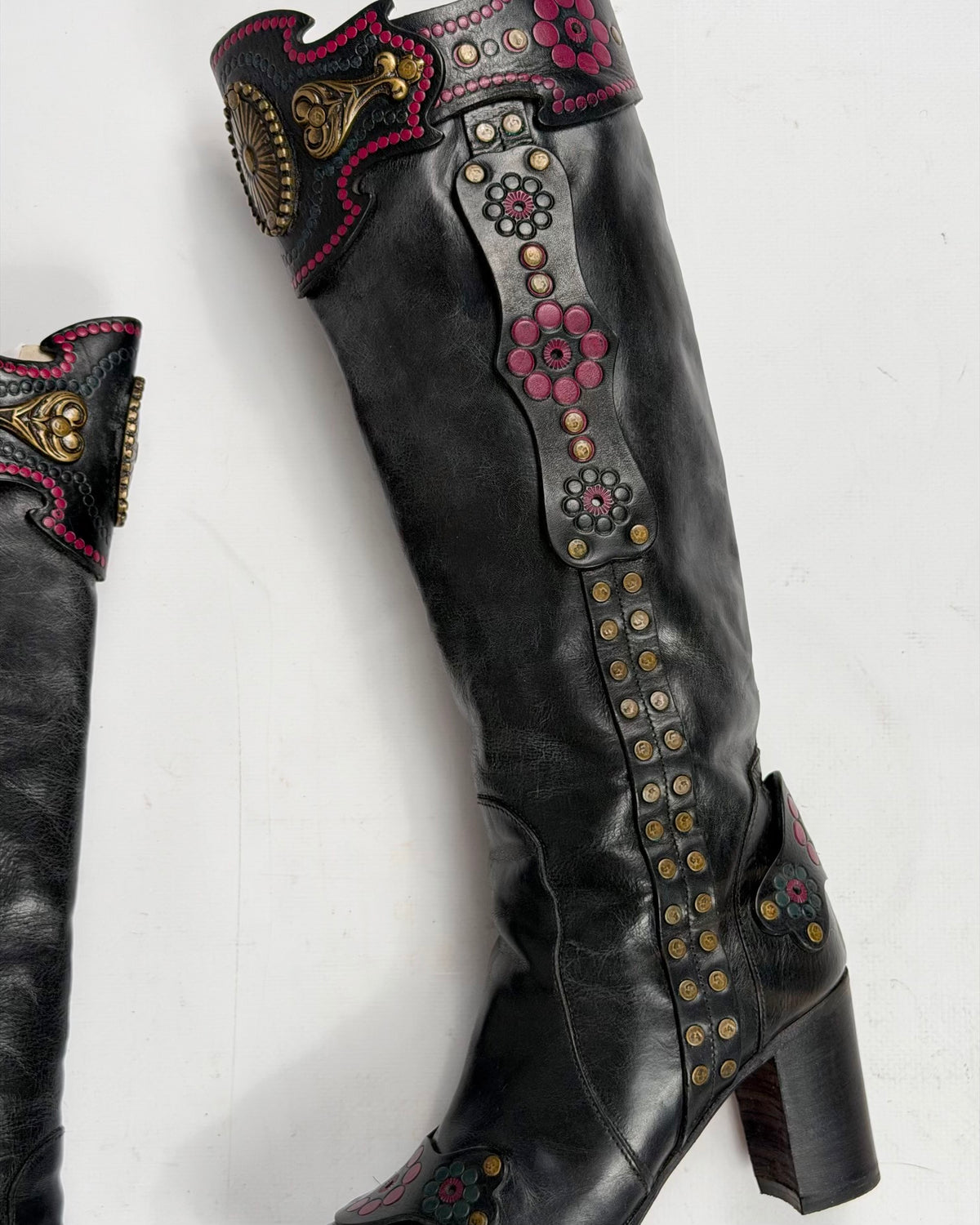 Anna Sui Vintage Leather Cowboy Boots — 37