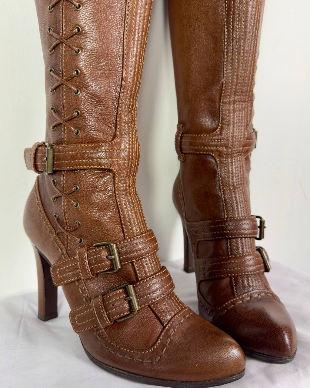 Alexander McQueen Pirate Vintage Brown Leather Boots 38