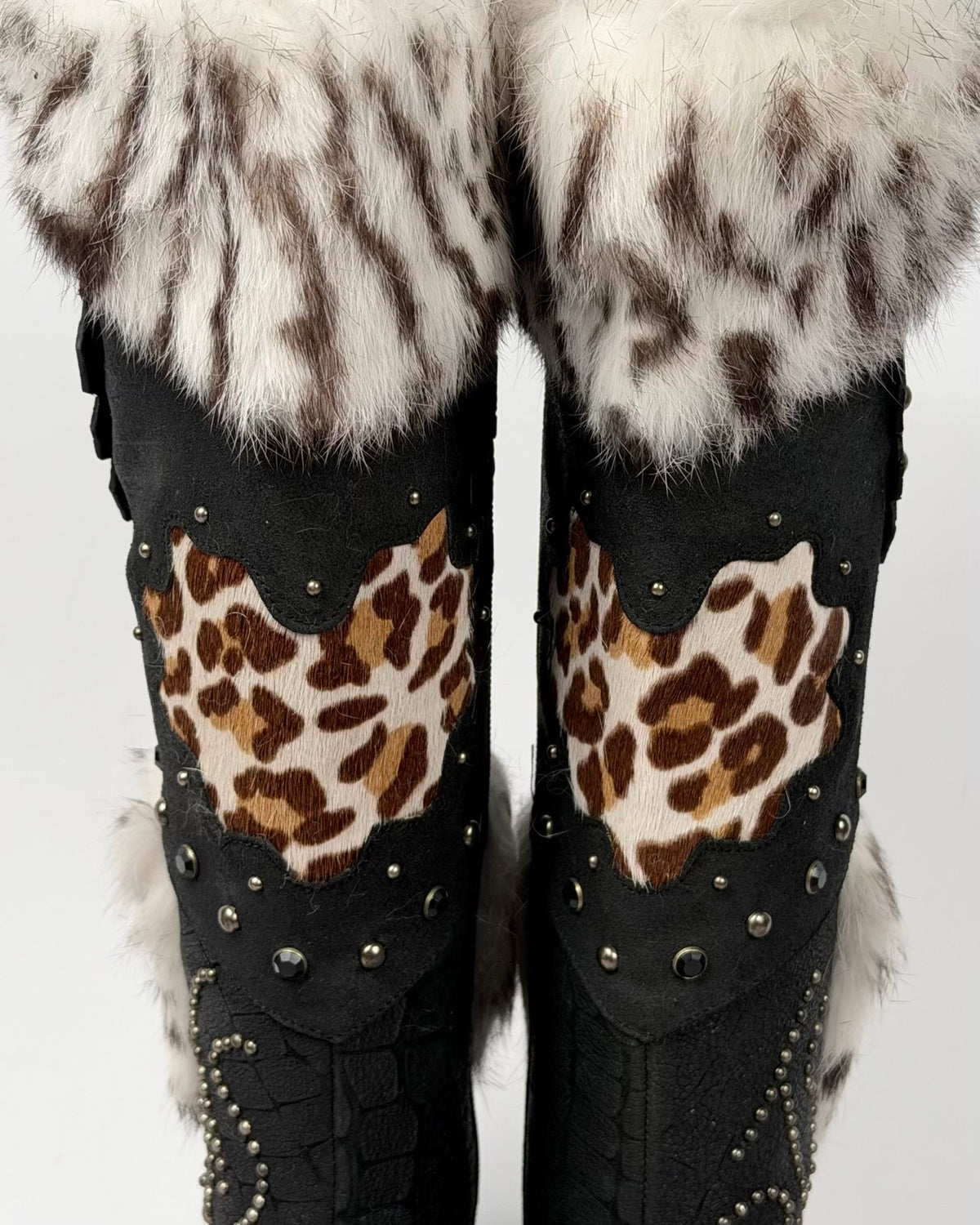 El Dantes Couture Vintage Leather Fur Boots — 37