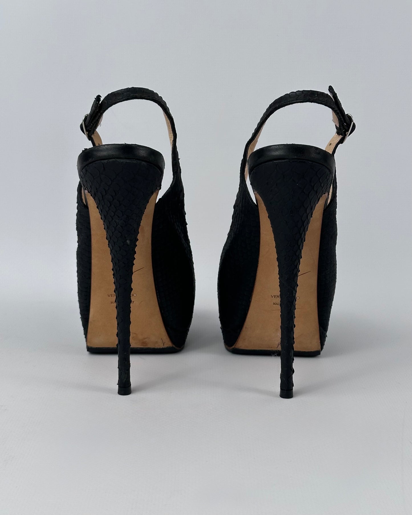 Giuseppe Zanotti Black Python Platform Heels — 39