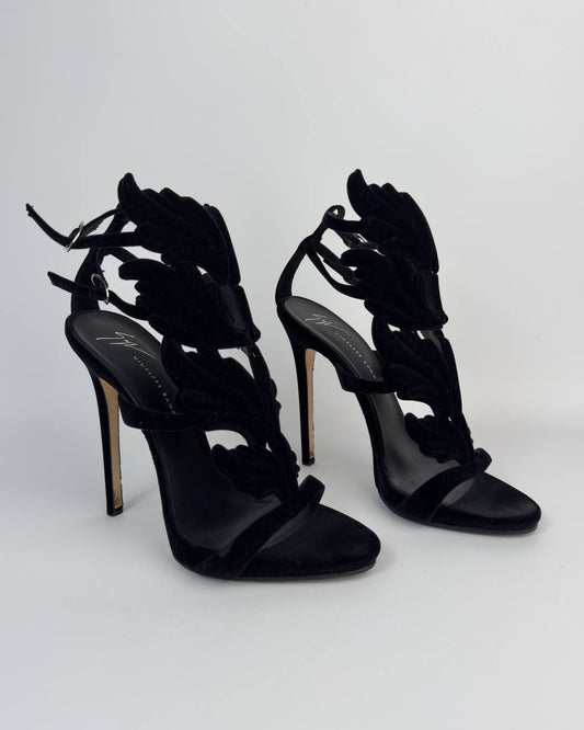 Giuseppe Zanotti Cruel Summer Black Velvet Heels — 38