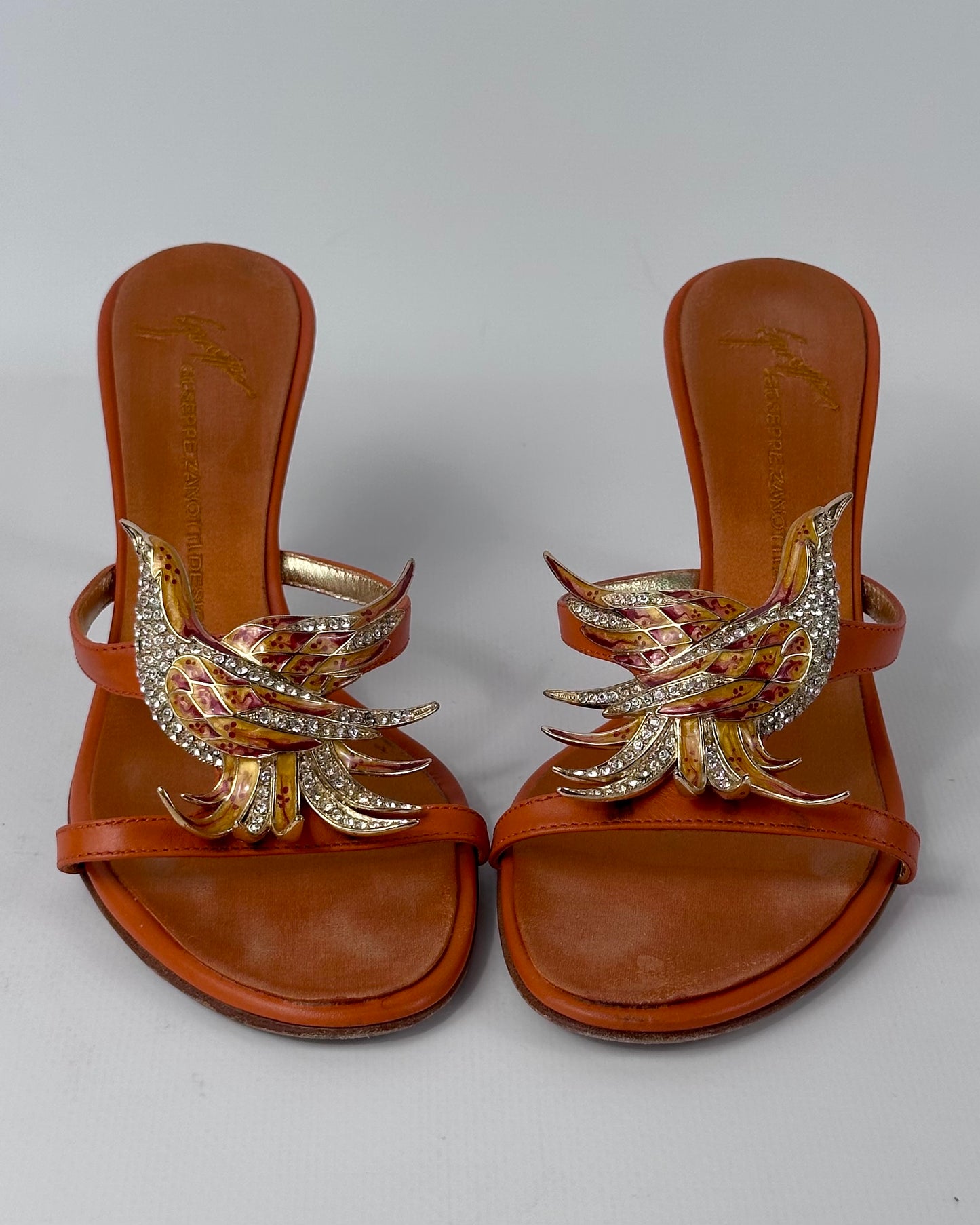 Giuseppe Zanotti Vintage Bird Gemstone Heels — 39