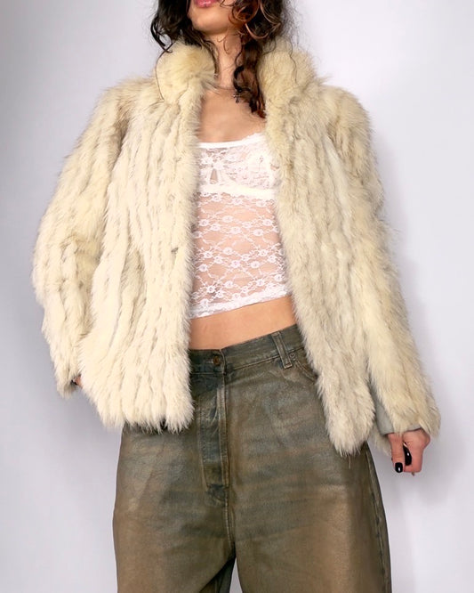 Vintage “Saga Fox” Arctic Fox Cream Coat — S/M