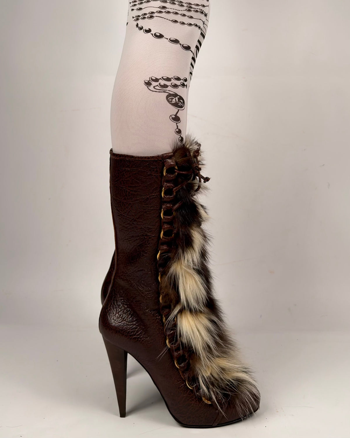 Roberto Cavalli Vintage Leather Fur Boots — 39