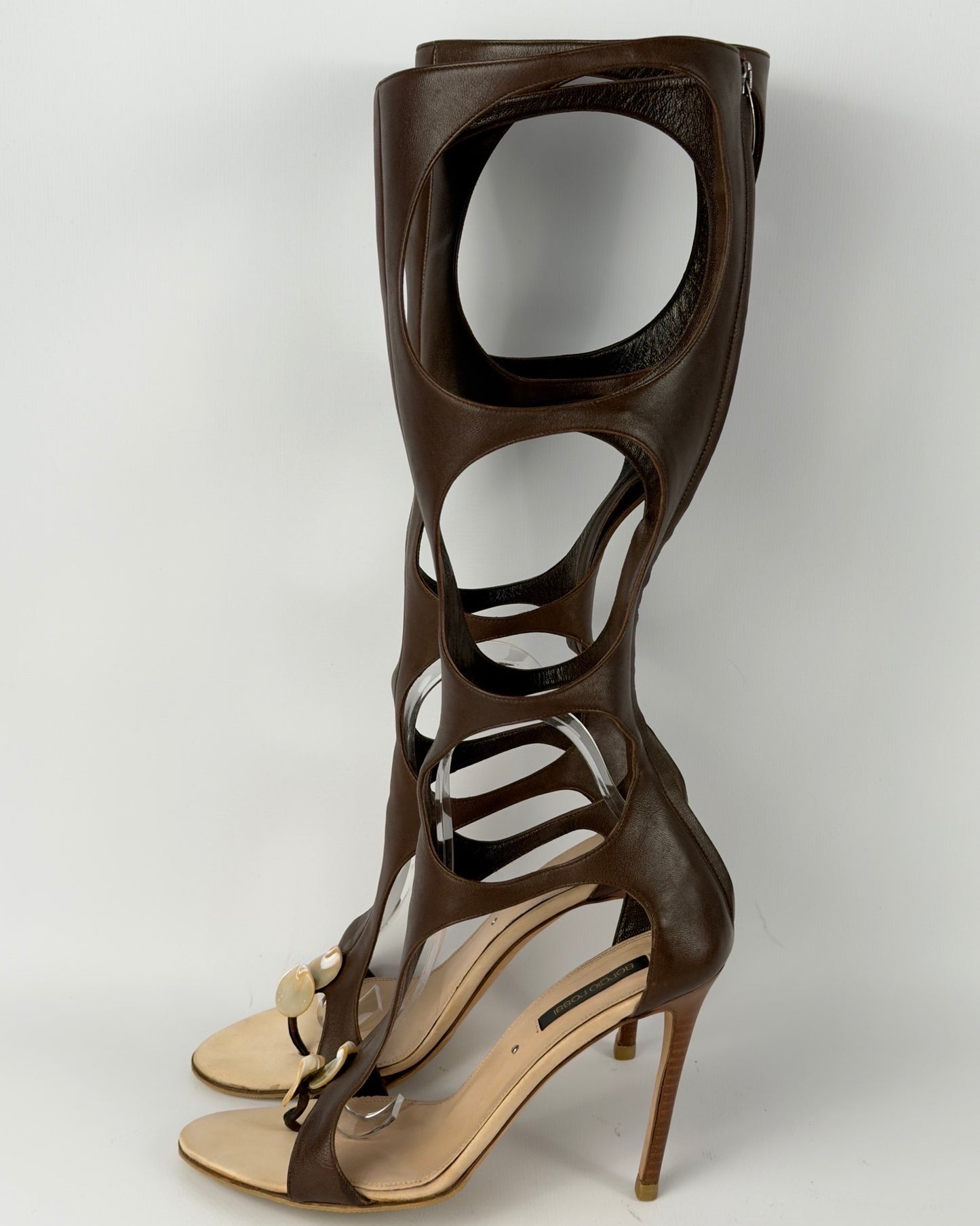 Sergio Rossi Seashells Gladiator Cut Out Boots — 39