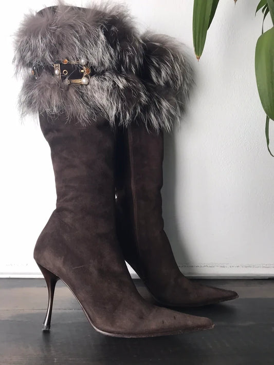 Gianmarco Lorenzi Vintage Fur Boots — 40