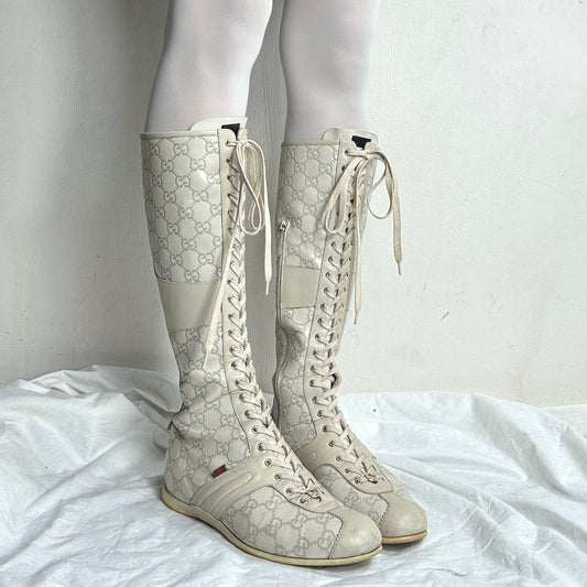 Gucci Vintage Leather Monogramme Boots 38/39