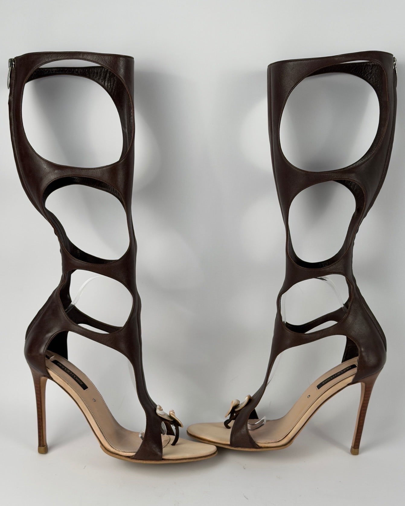 Sergio Rossi Seashells Gladiator Cut Out Boots — 39