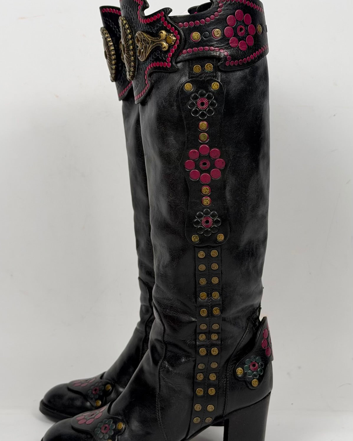 Anna Sui Vintage Leather Cowboy Boots — 37