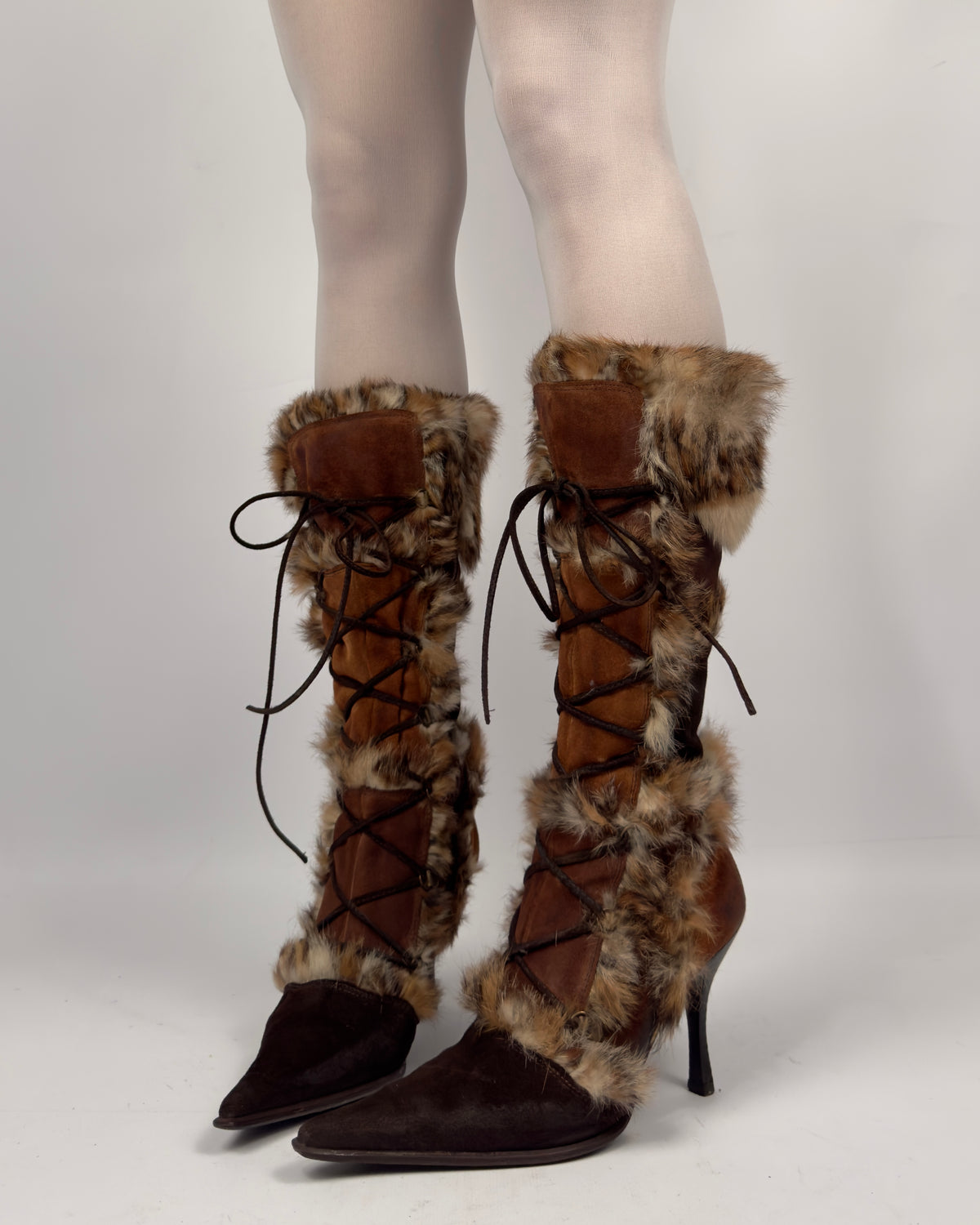 El Dante’s Couture Vintage Fur Boots — 38