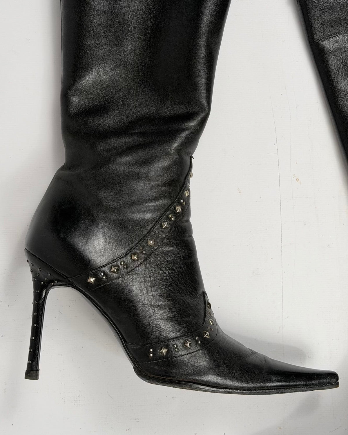 Cesare Paciotti Vintage Leather Studded Boots — 39