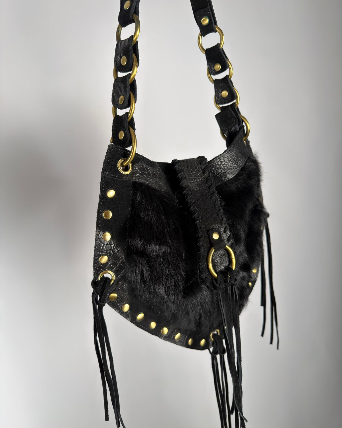 Vintage Fur Leather Bag
