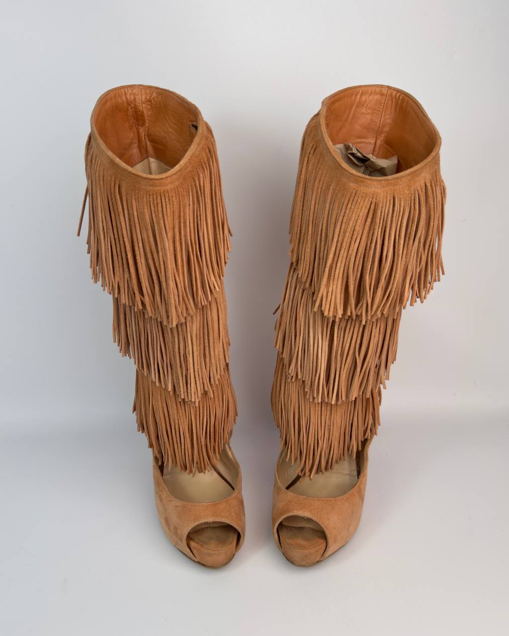 Christian Louboutin Spring 2009 Tina Peep Toe Fringe Boots — 37.5/38