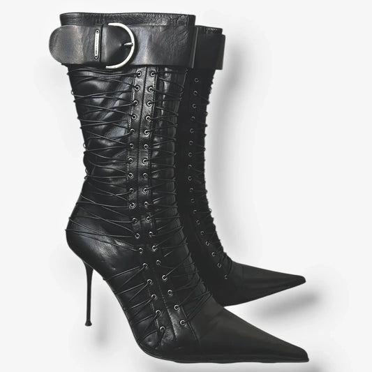 Gianmarco Lorenzi Vintage Corset Lace Up Boots — 38.5