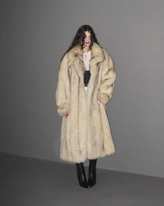 Rare Long Vintage Arctic Fox Fur Coat