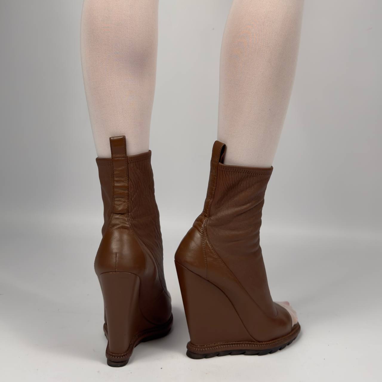 Camilla Skovgaard Peep Toe Leather Boots — 38/38.5