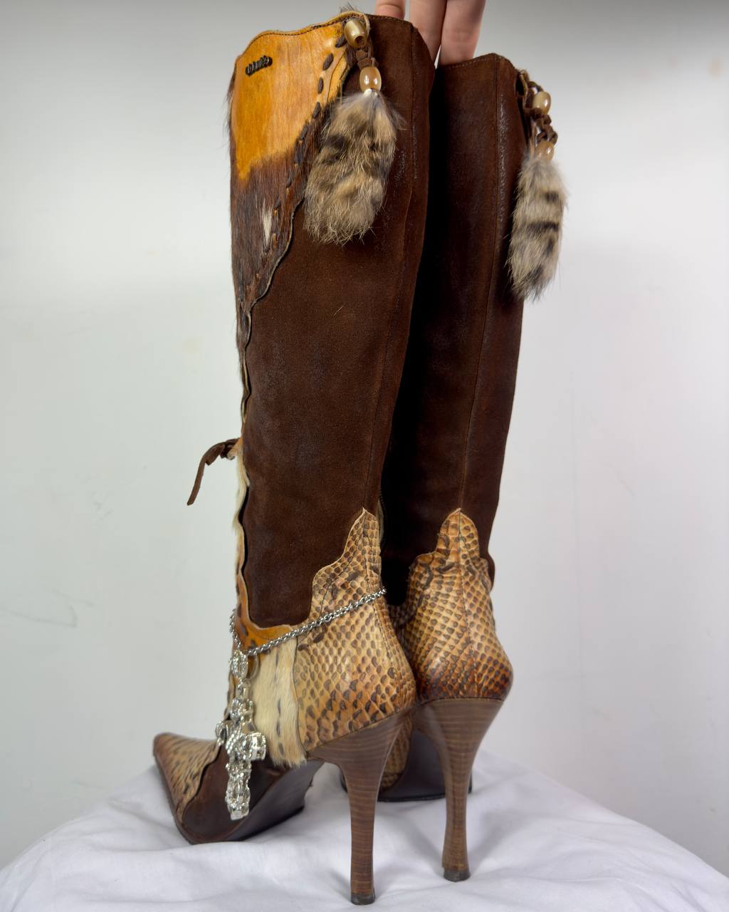 El Dante’s Vintage Rare Leather Fur Boots 37