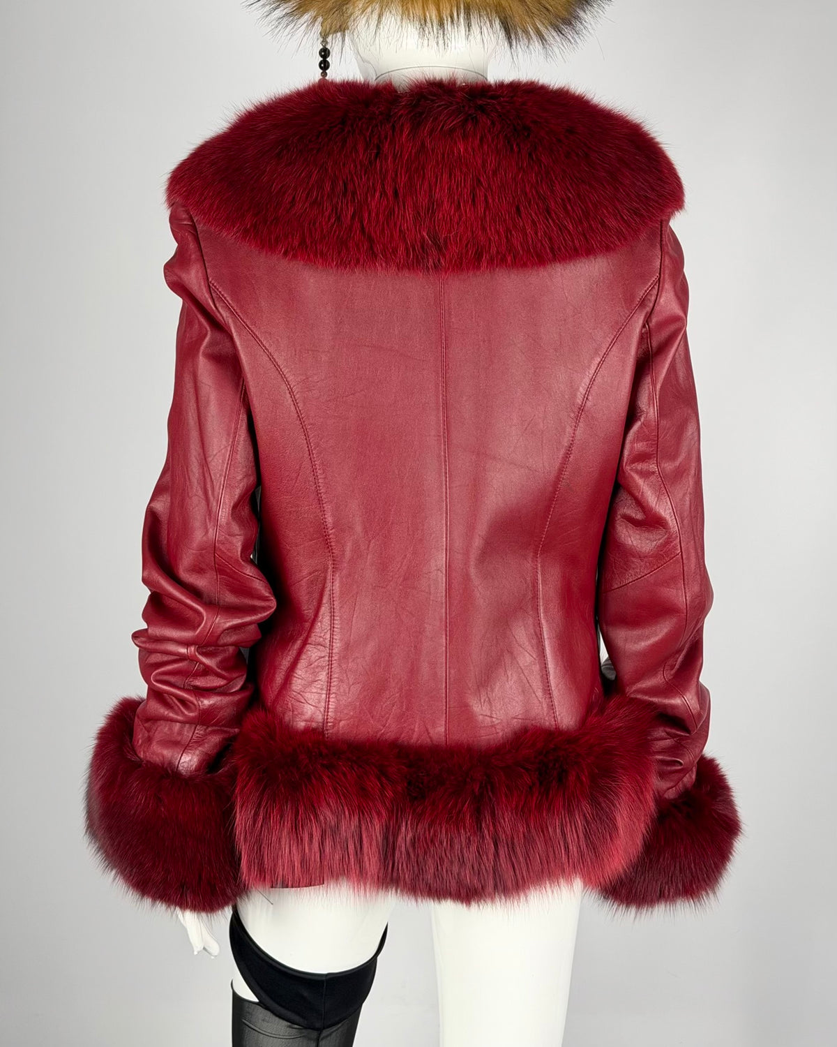 Vintage Red Fur Leather Jacket — S/L