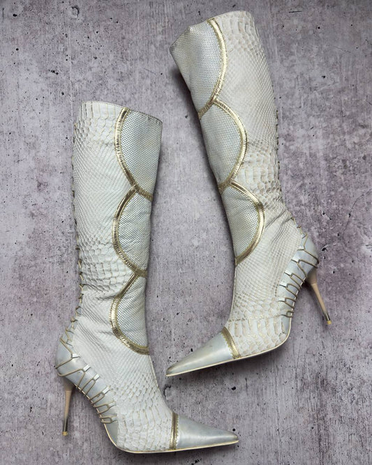 El Dantes Couture Corset Vintage Leather Boots 37
