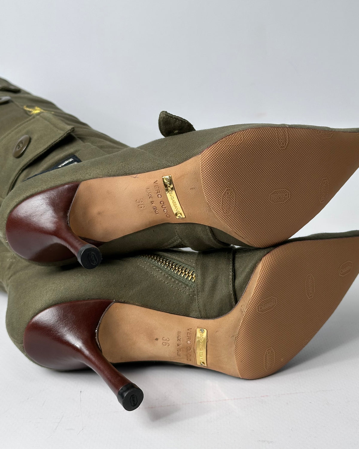 Dolce Gabbana Vintage Khaki Military Boots — 36