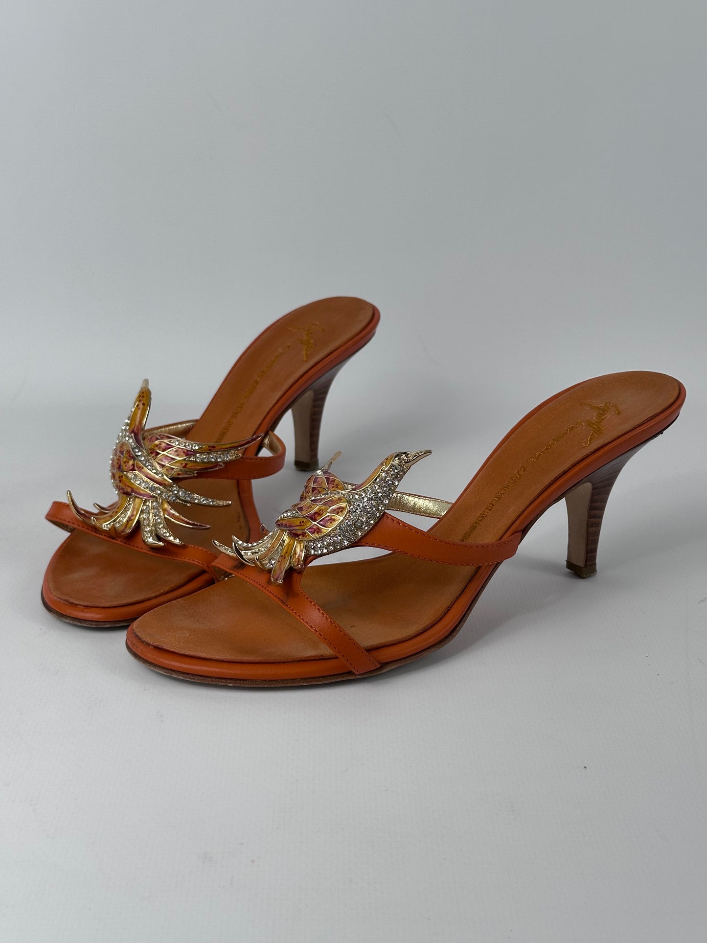 Giuseppe Zanotti Vintage Bird Gemstone Heels — 39
