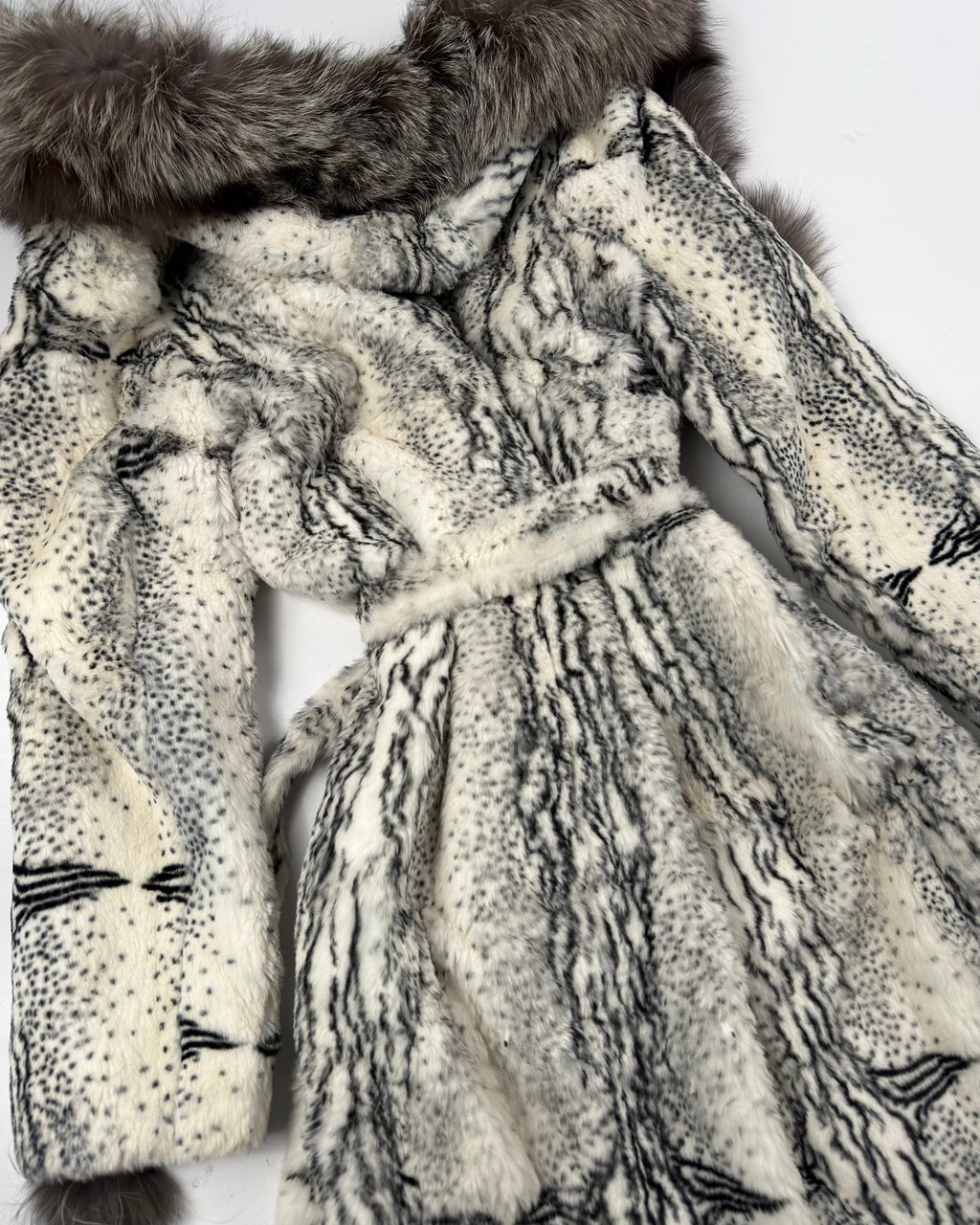Vintage Fur Hooded Coat with Fox Collar — S/M