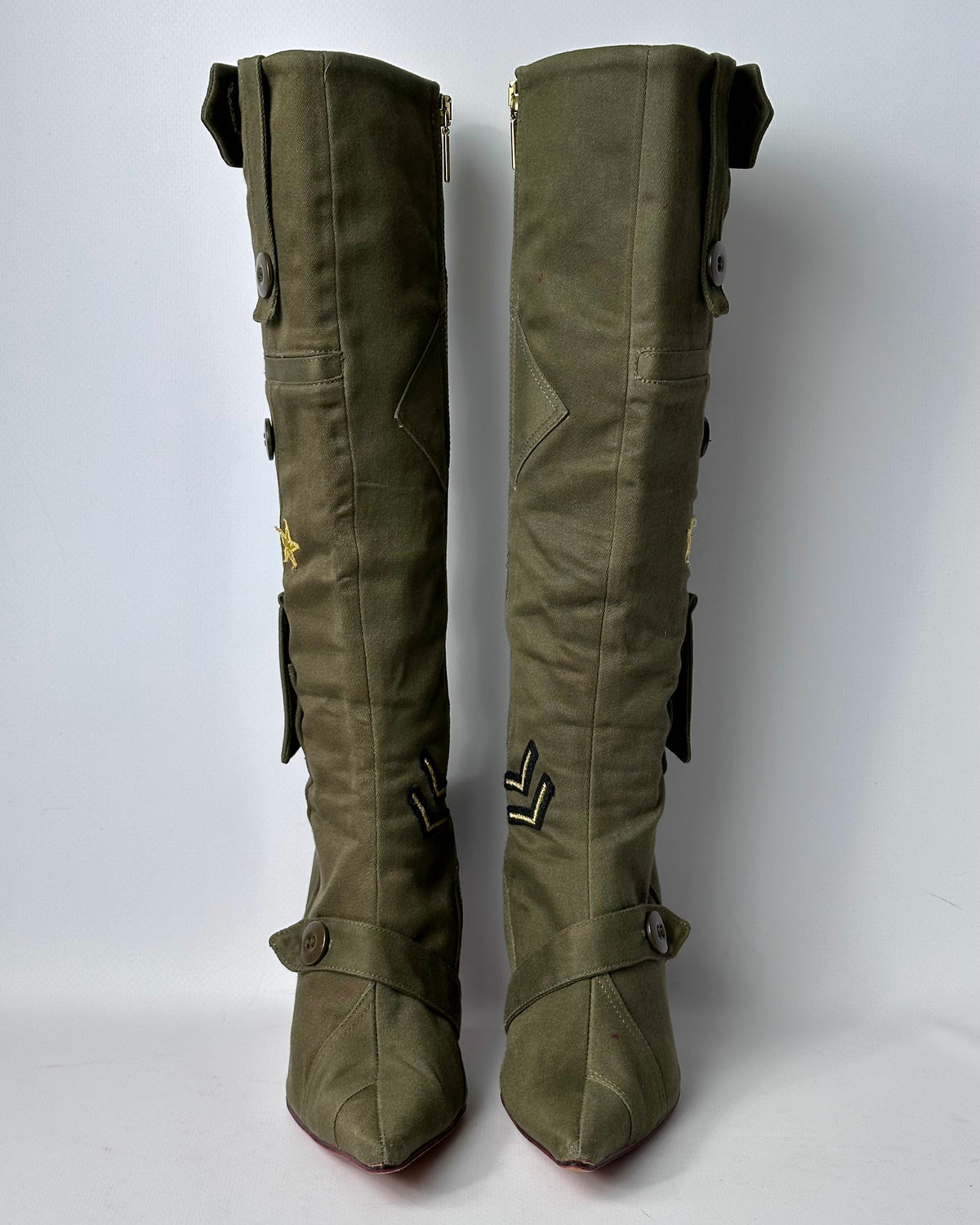 Dolce Gabbana Vintage Khaki Military Boots — 36