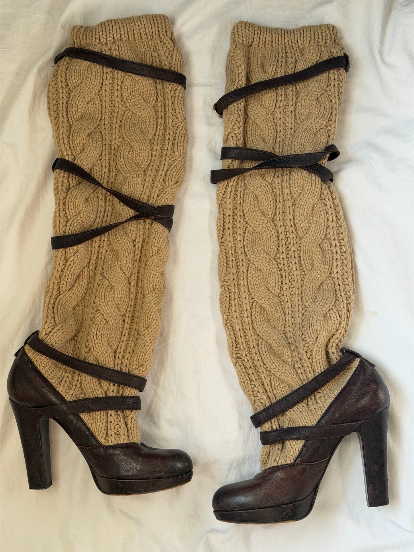 Vintage Knit Buckle Boots — 38/39