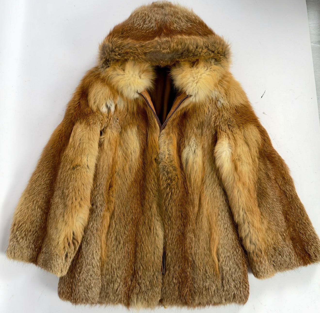 Vintage Fox Hooded Fur Jacket  — XS/M