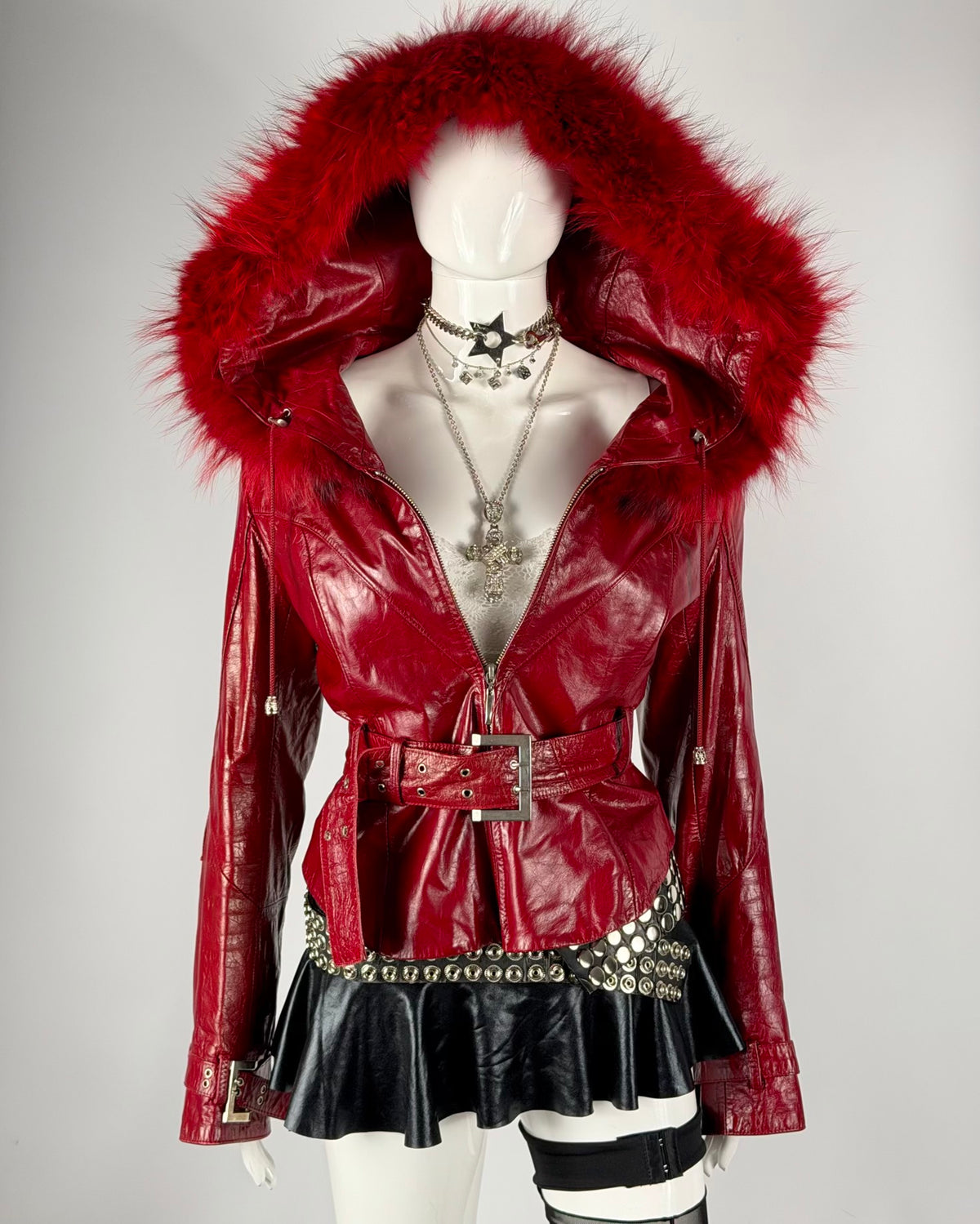 Vintage Fur Leather Jacket — M