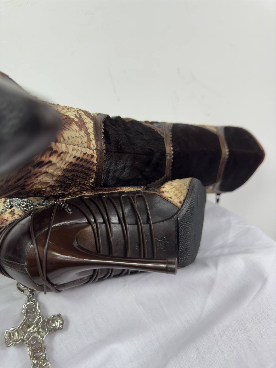 Vintage Corset Lace Up Back Boots 37/37.5