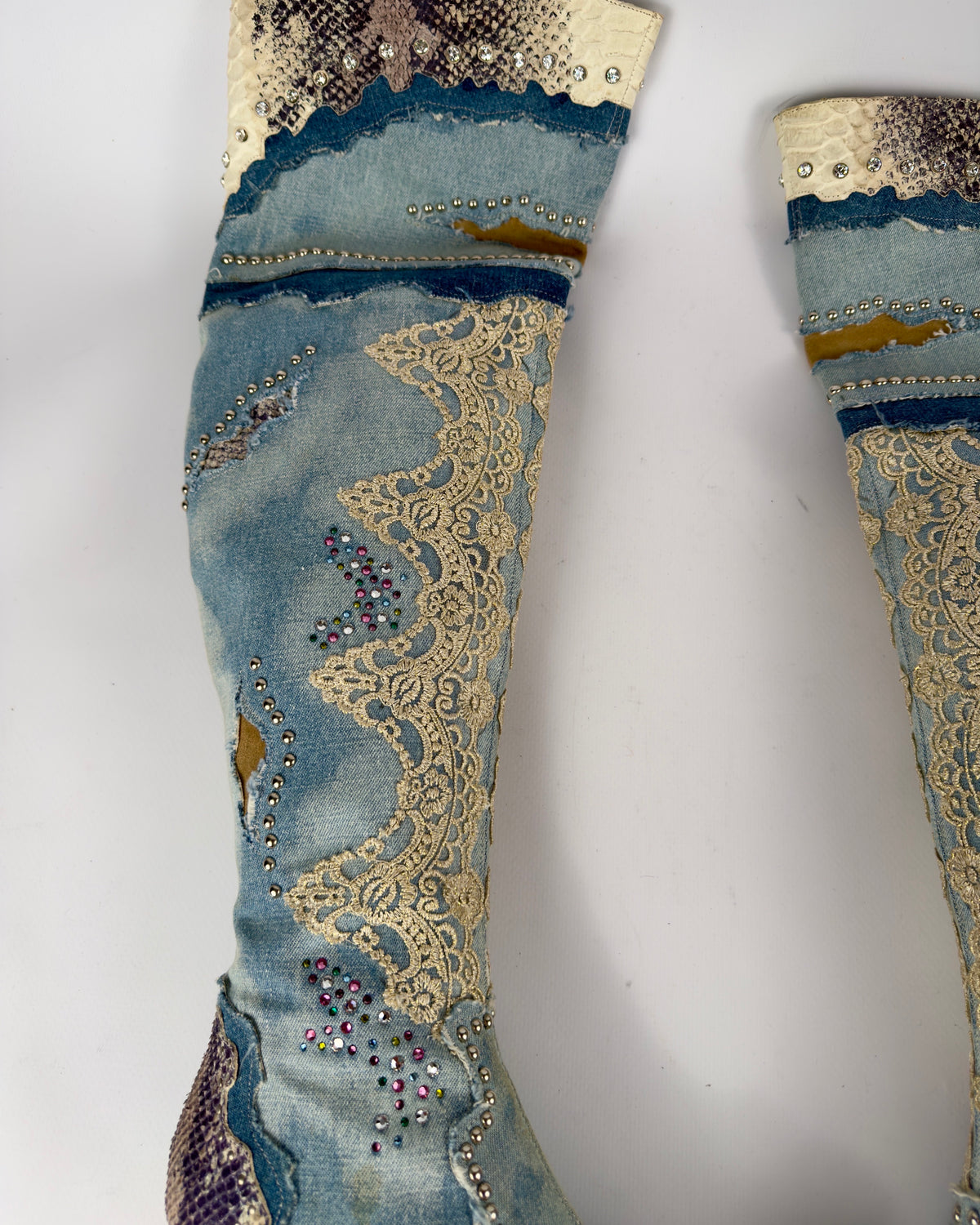 El Dante’s Couture Vintage Denim Boots — 38/39