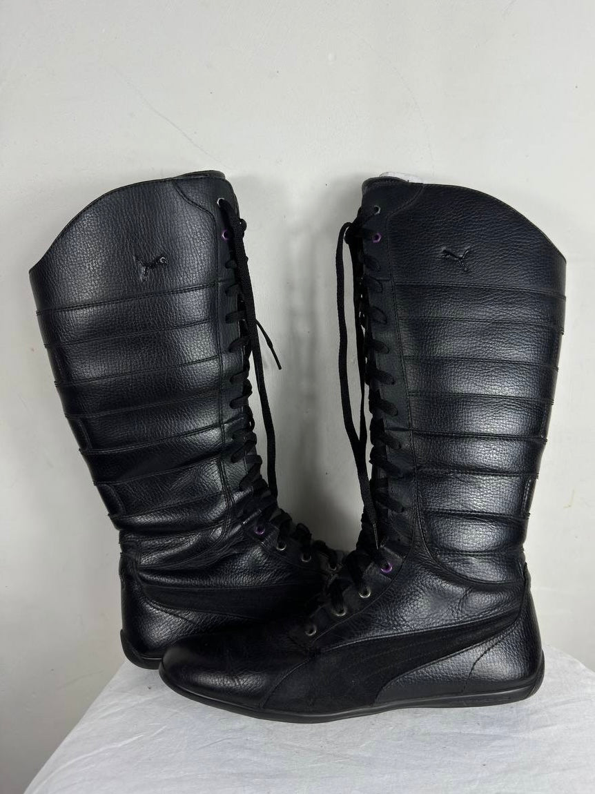 Puma Vintage Black Leather Boots 36/37 & 37/37.5