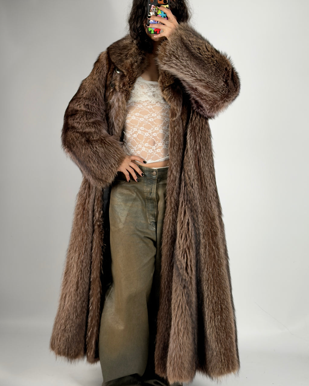 Vintage Brown Fur Coat — M/XL