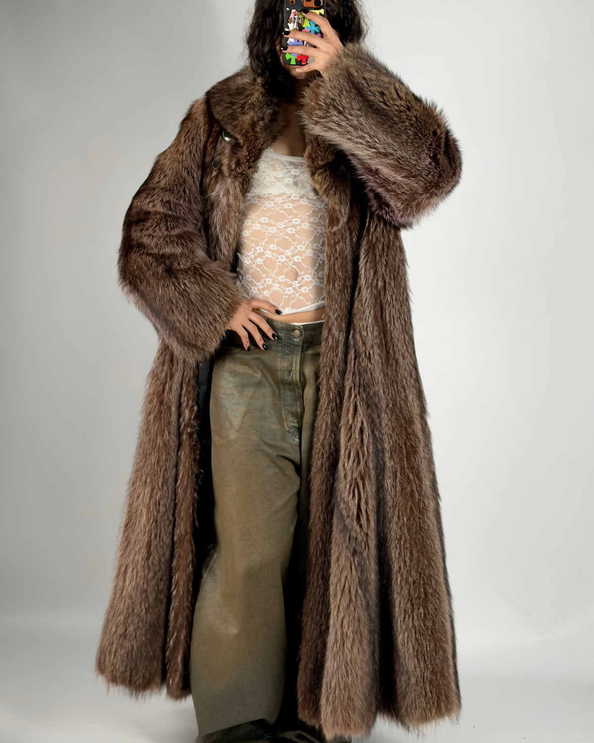Vintage Brown Fur Coat — M/XL