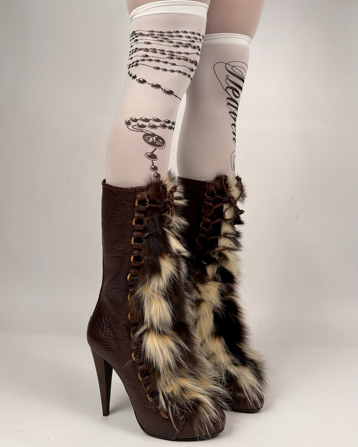 Roberto Cavalli Vintage Leather Fur Boots — 39